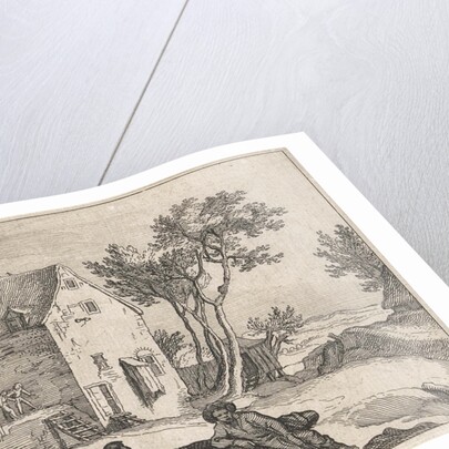 Farm and shepherd with sheep by Boëtius Adamsz. Bolswert