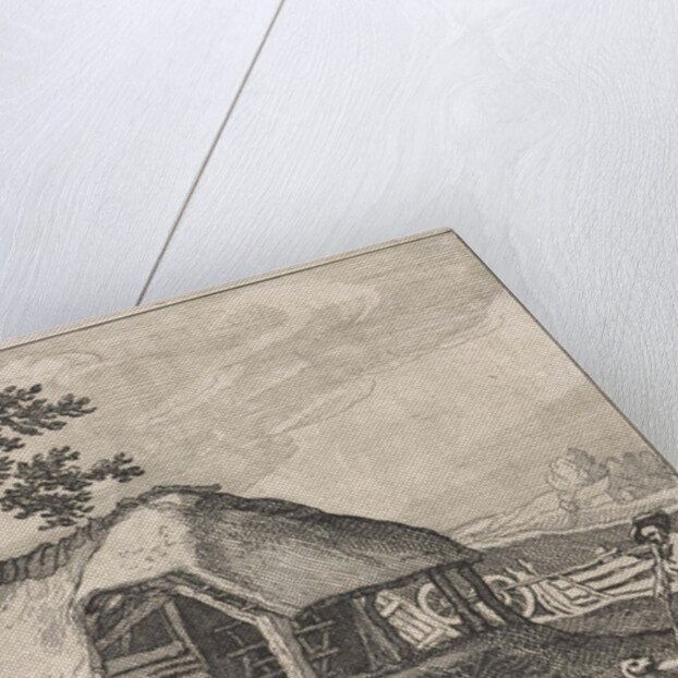 Farm and shepherd with dog and goat by Boëtius Adamsz. Bolswert