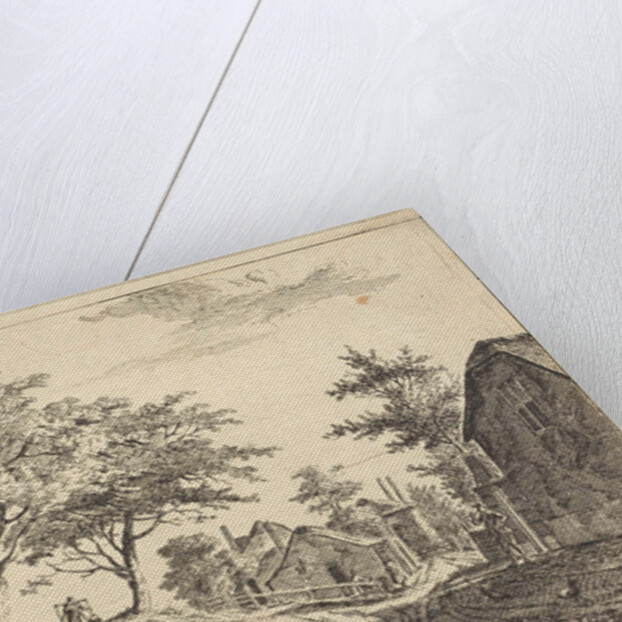 View of a road through a village by Adrianus Serné