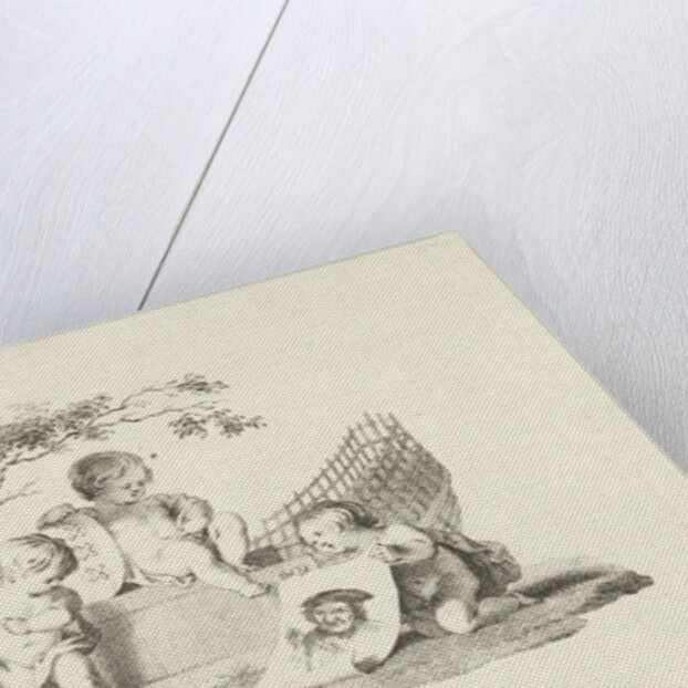 Four putti with a portrait of Adam Silo by Jacob van der Schley