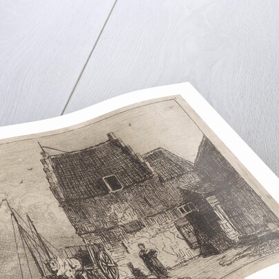 House on the waterfront in Nijmegen by Jan Weissenbruch