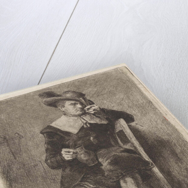 Man with jug and glass on a chair by Jan Weissenbruch