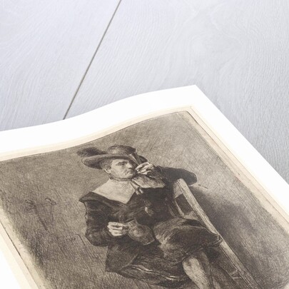 Man with jug and glass on a chair by Jan Weissenbruch