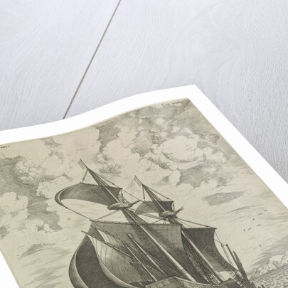 Warship towards the harbor by Hieronymus Cock