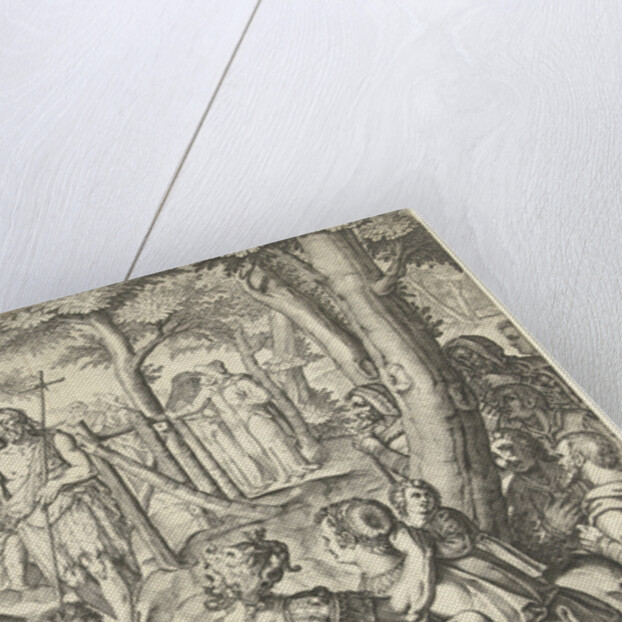 John the Baptist preaching to a group of people by Bartholomeus Willemsz. Dolendo