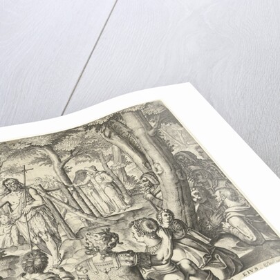 John the Baptist preaching to a group of people by Bartholomeus Willemsz. Dolendo