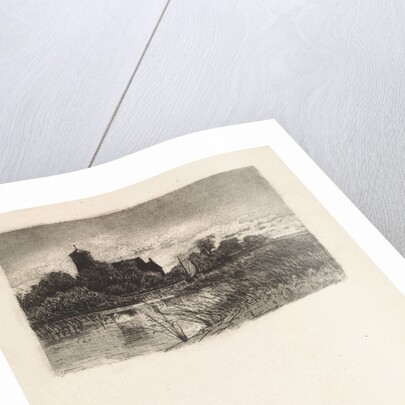 View of the Sint Urbanuskerk in Bovenkerk with on the water a sailing boat by Elias Stark