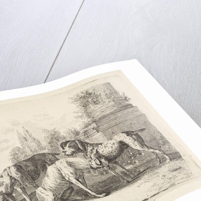 Three dogs at the foot of a pillar by William Bikker-Top