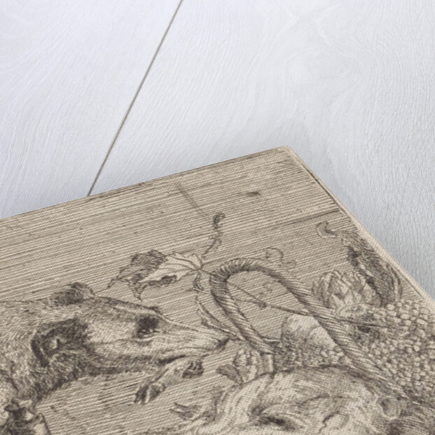 Two dogs and a basket with food by Frans Snijders