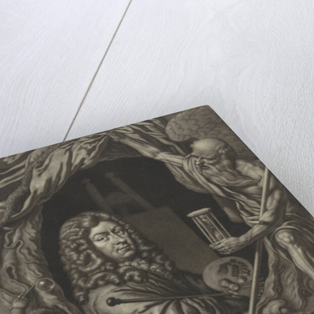 Self Portrait of Michiel van Musscher in allegorical frame by Michiel van Musscher