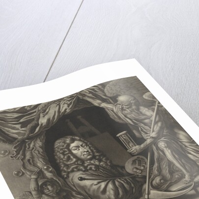 Self Portrait of Michiel van Musscher in allegorical frame by Michiel van Musscher