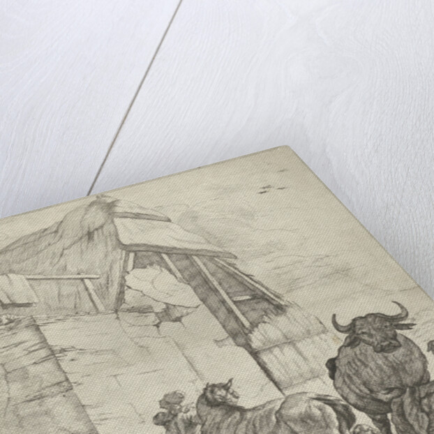 Resting cattle on a farm by Giovanni Giacomo Rossi