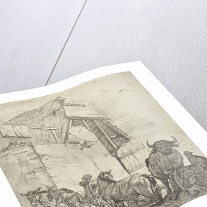 Resting cattle on a farm by Giovanni Giacomo Rossi