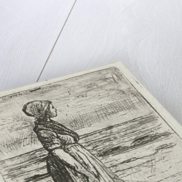 Standing woman on the beach by Jozef Israëls