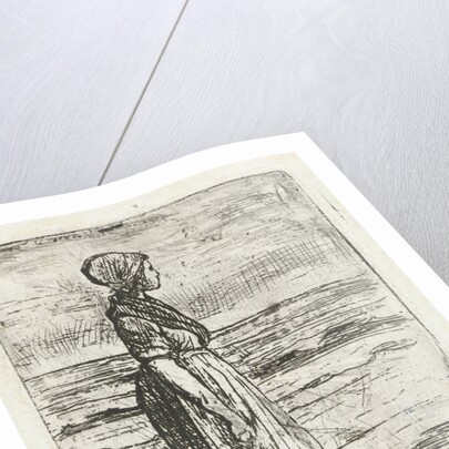 Standing woman on the beach by Jozef Israëls