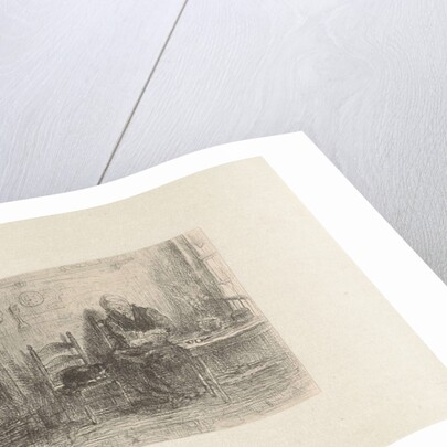 Interior with old woman by Jozef Israëls