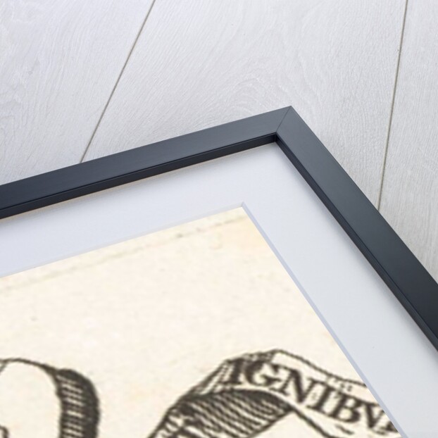 Vignette featuring a burning torch, arrow, heart and ribbon with the inscription non erubecsendis adurit ignitus by Willem Bilderdijk