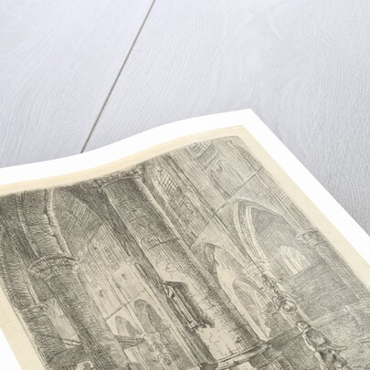 Church Interior with a boy and a seated woman by Adrianus Wilhelmus Nieuwenhuyzen