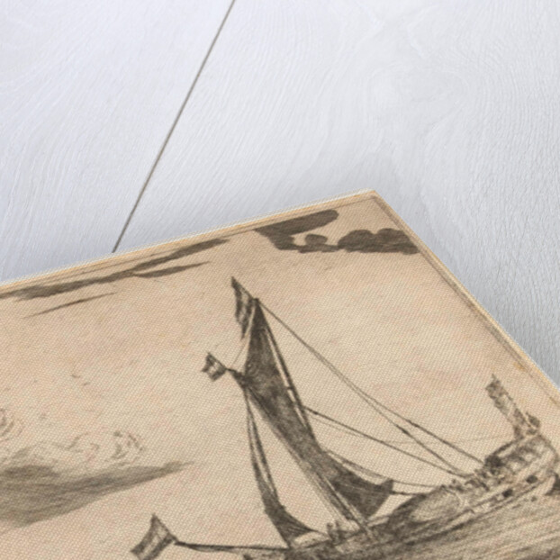 Two warships and a yacht by Reinier Nooms