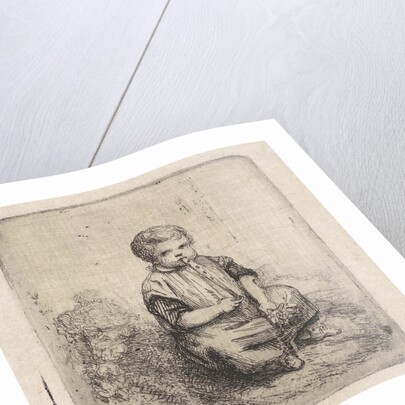 Little boy blowing on a whistle by Theodore Schaepkens