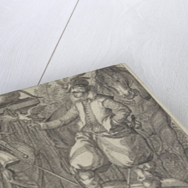 Title print for a series about hunting for birds, fish and mammals by Claes Jansz. Visscher II