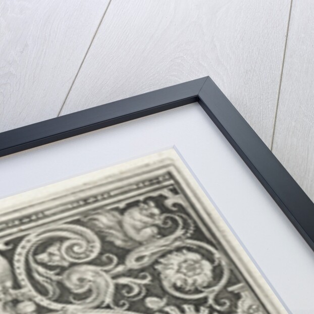 Portrait of Charlemagne in medallion inside rectangular frame with ornaments by Anonymous