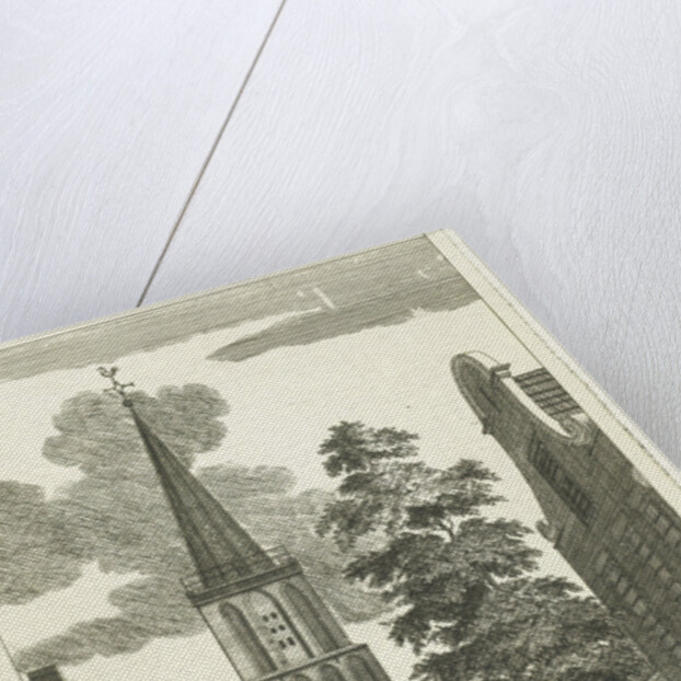 Village scene with church in Diemen by Hendrik Berg