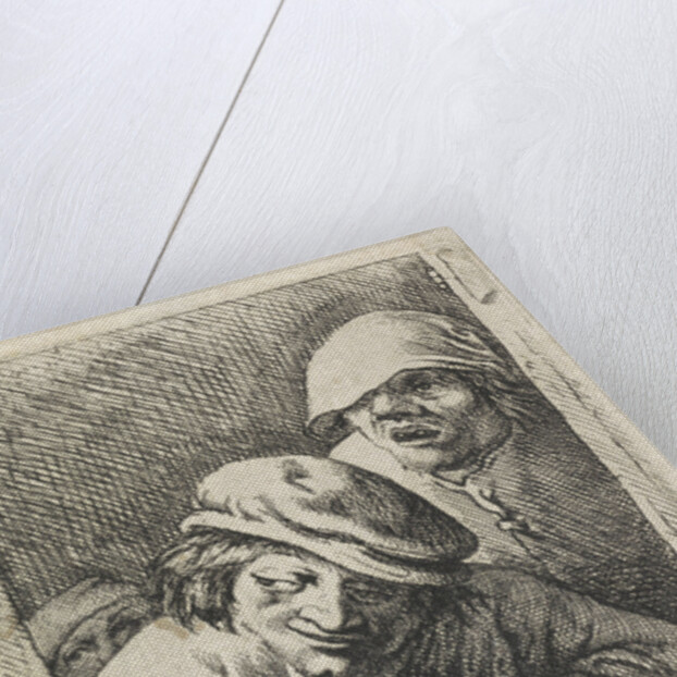 Three farmers at a window by Frans van den Wijngaerde