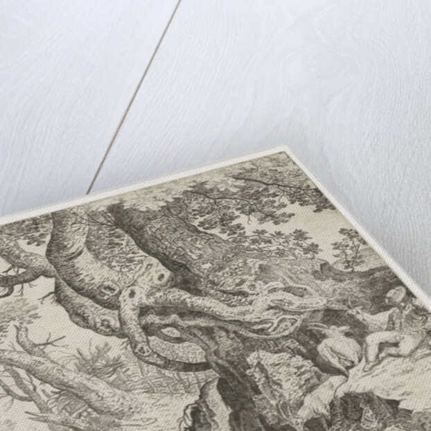 Sleeping Shepherd near a big tree, Roelandt Savery by Marcus Christoph Sadeler