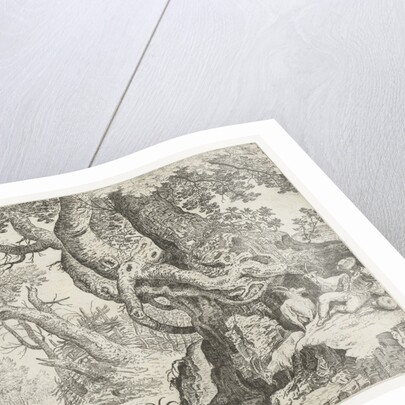 Sleeping Shepherd near a big tree, Roelandt Savery by Marcus Christoph Sadeler