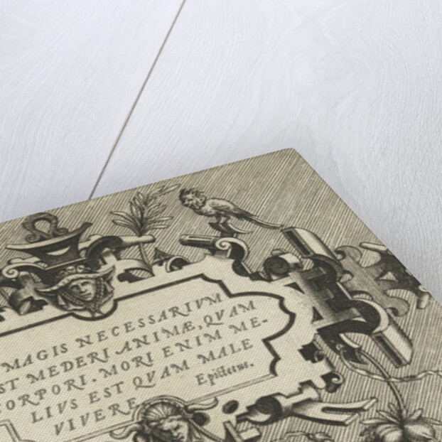 Cartouche with a quote from Epictetus by Gerard de Jode