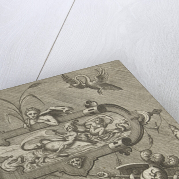 Right Half of a large cartouche, including a snake by Hieronymus Cock