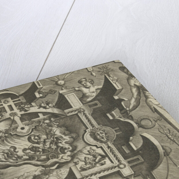 Cartouche with a depiction of the rape of Proserpina by Hieronymus Cock