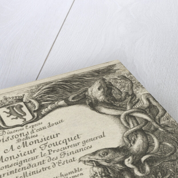 Cartouche with fish and water hoses by Claes Jansz. Visscher II