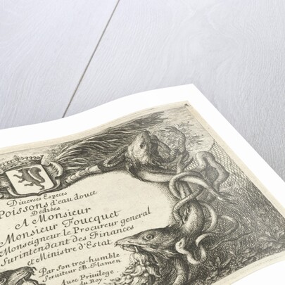 Cartouche with fish and water hoses by Claes Jansz. Visscher II