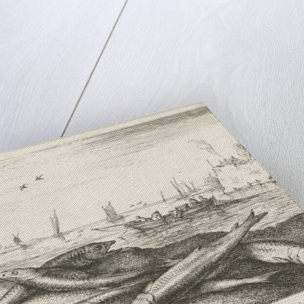 Six smelts on the beach by Albert Flamen