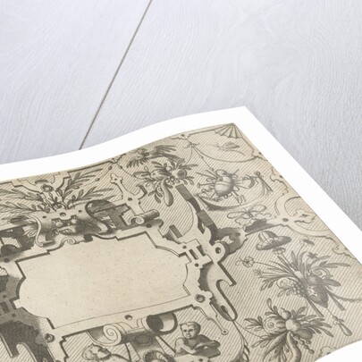 Cartouche surrounded by grotesques by Hieronymus Cock