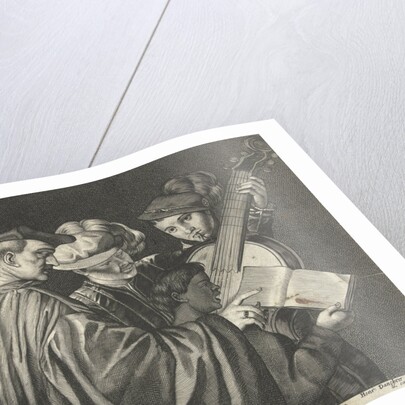 Three men, woman and boy singing and playing musical instruments by Hendrick Danckerts