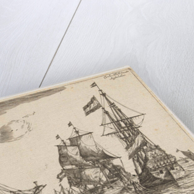 Three moored sailboats by Reinier Nooms