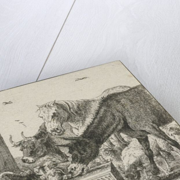 Animals at a fountain by Jan van den Hecke I