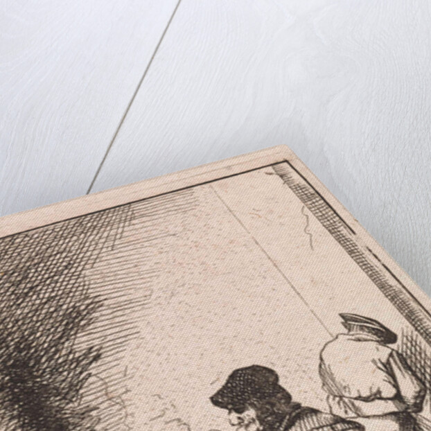 Smoking farmer by the fire by Anonymous