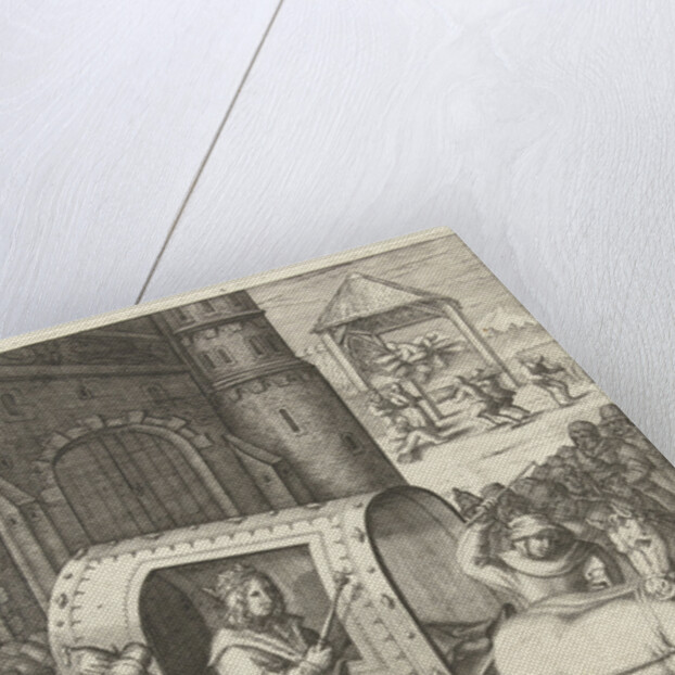 Joseph pulls a wagon across Egypt by Lucas van Leyden