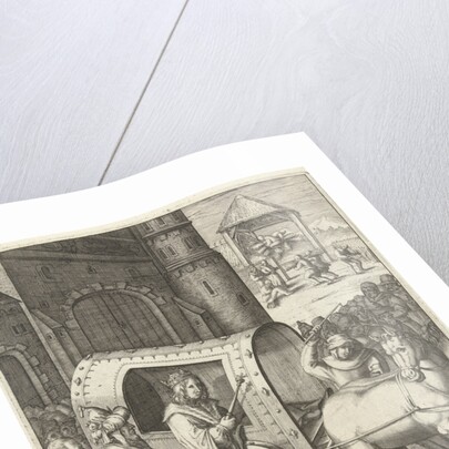 Joseph pulls a wagon across Egypt by Lucas van Leyden