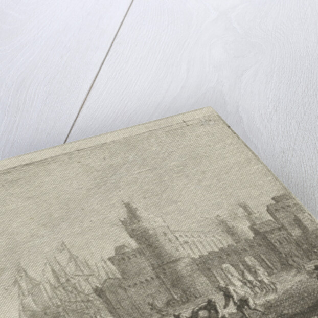 View of harbor fortifications by Anonymous