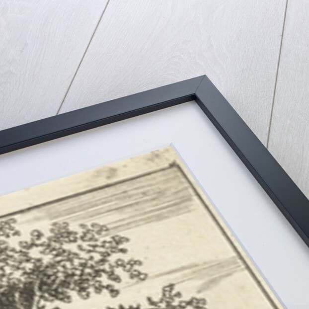 Man with wheelbarrow walking through a fence by Anthonie van den Bos