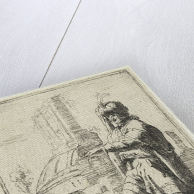 Self Portrait with Oriental dress standing in front of ruins by Bartholomeus Breenbergh