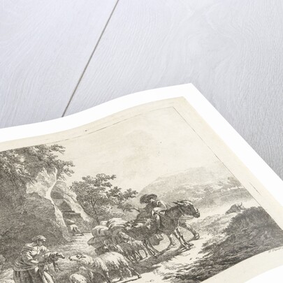 Shepherds with herd near cave by Frédéric Théodore Faber