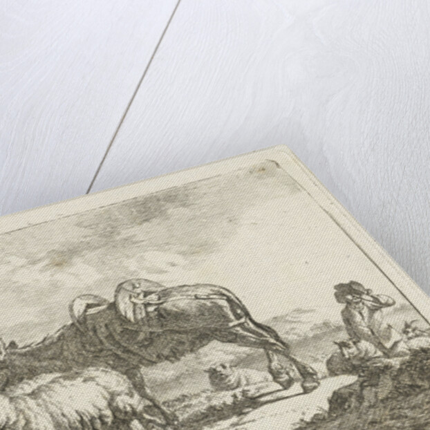 Shepherd with sheep and a donkey by Frédéric Théodore Faber