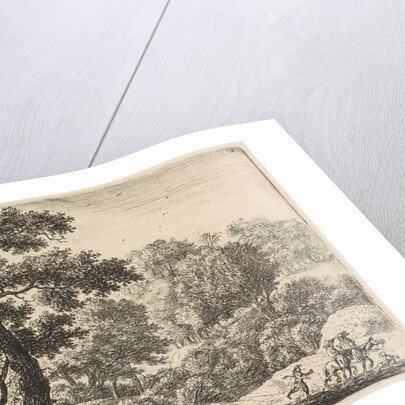 Two riders on a forest path, Anthonie Waterloo by Josua & Reinier II Ottens