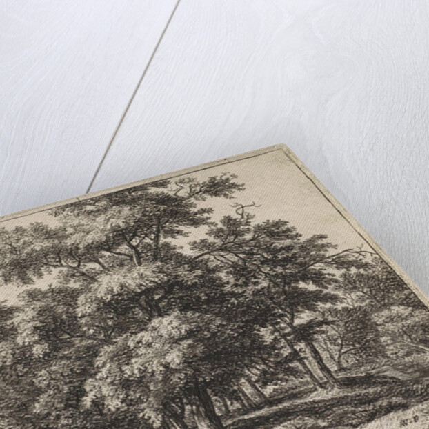 Man with dog in a forest by Anthonie Waterloo